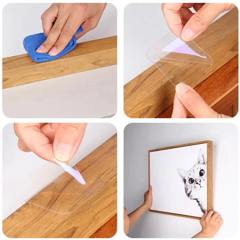 10PCS Powerful Non-Mark Double-Sided Fixed Self-Adhesive Patch Two-Sided Viscose Sticker Tape Bathroom Auxiliary Waterproof