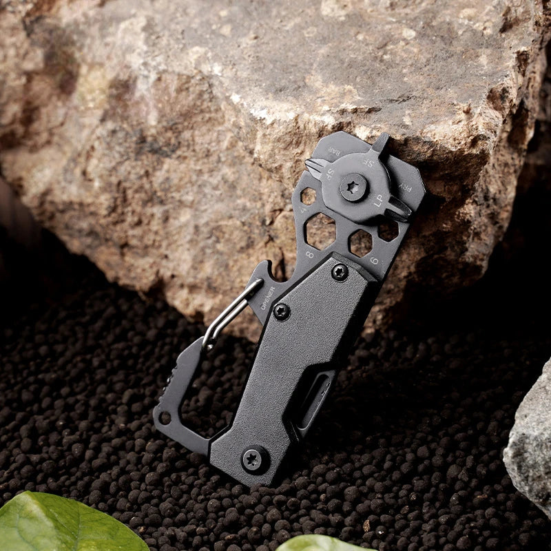 Portable Outdoor Multifunction Folding Knife High Hardness EDC Tool with Key Ring Can Opener and Ruler for Camping Hiking