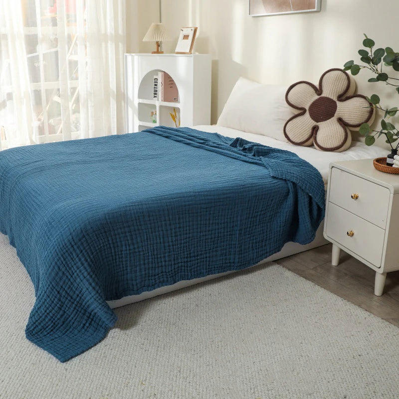 Battilo 100% Cotton Muslin Throw Blanket for Sofa 6-Layer Lightweight Breathable Boho Throws for Couch Bed Large Summer Blanket