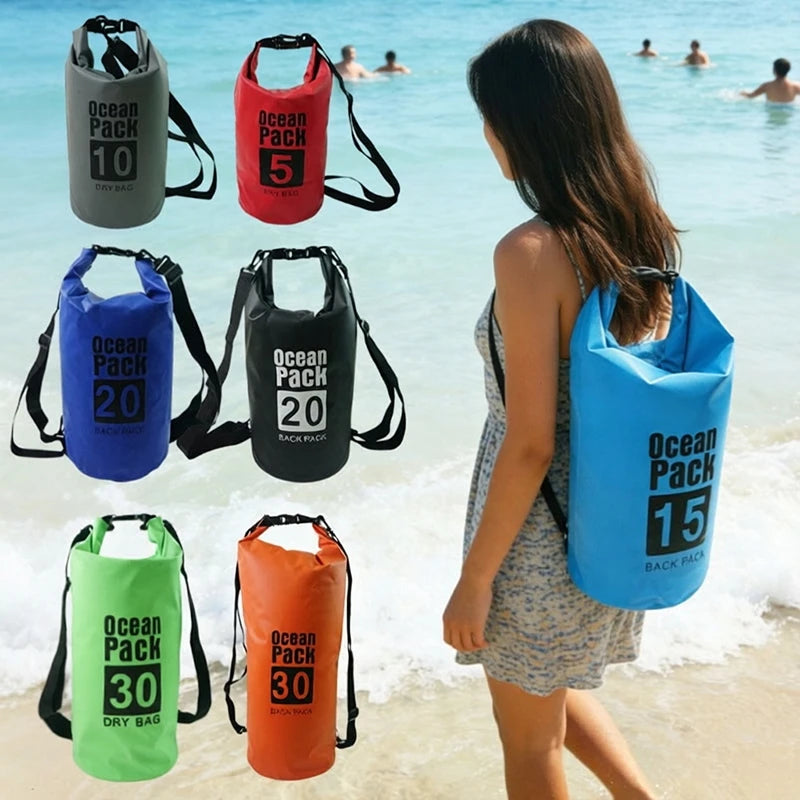 500D PVC Waterproof Dry Bag Sling Backpack Roll Top Storage Sack for Kayaking Rafting Hiking Fishing Boating Outdoor Gear