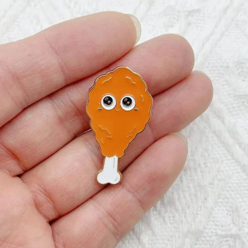4pcs cartoon food brooch, fun food toy badge, hamburger fries, fried chicken legs, pizza brooch accessory, student gift