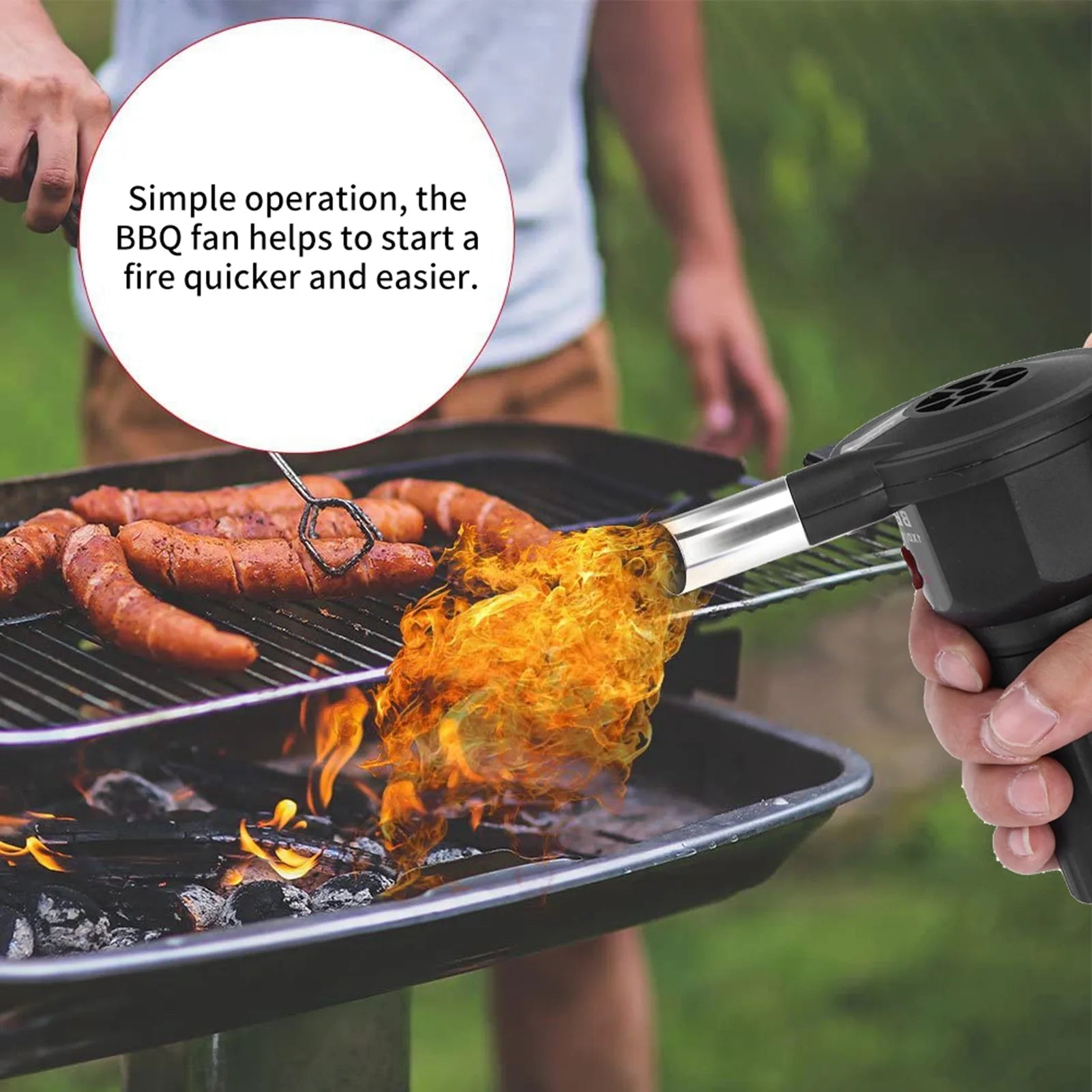 Portable Battery Powered BBQ Fan Air Blower for Outdoor Camping Picnic Charcoal Grill Barbecue