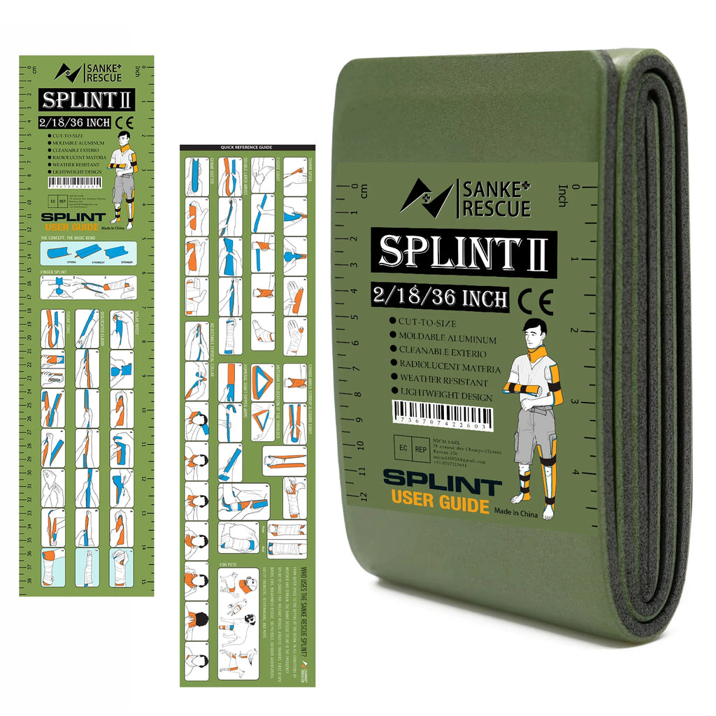 SANKE RESCUE First Aid Splint Green-Gray Orange-Blue Keep Bones in Position For Camping Hiking Fixture Bone Emergency Kit