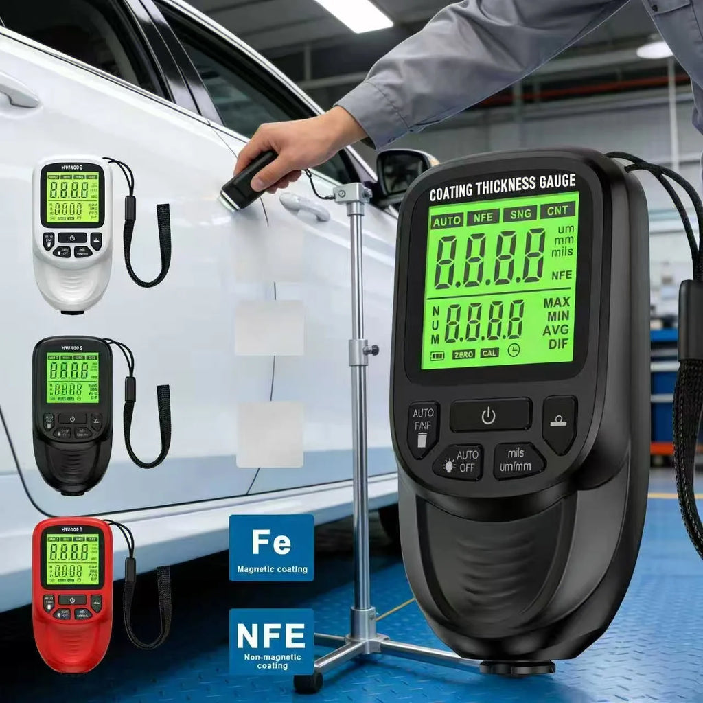 New HW400S Car Paint Film Tester Coating Thickness Gauge Car’s Original Coating Auto Car Paint Meter0-2000um Fe and NFe Probe
