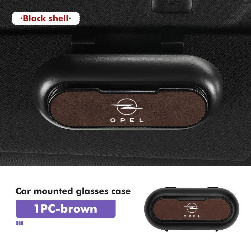 For Opel Car Sunglasses Case ABS Suede Sun Visor Mount Glasses Storage Box Vectra Zafira Meriva Mokka Grandland Vivaro Antara