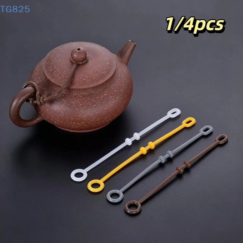Easy to Clean Silicone Teapot Lid Fixing Straps 1/4pcs Heat Resistant Leak Proof Clips for Travel Portable Tea Set Parts