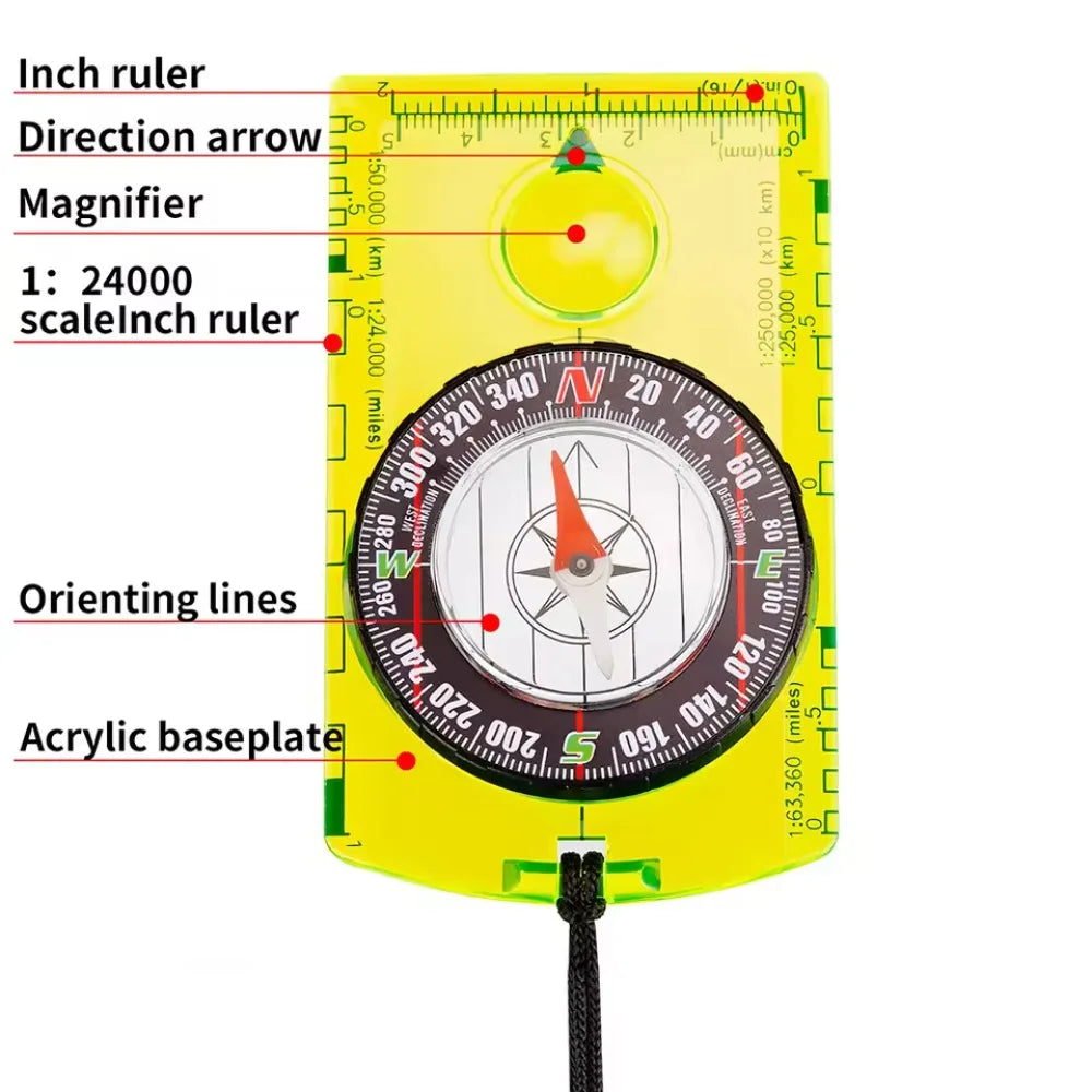 Waterproof Orienteering Compass for Map Reading Baseplate Compass Outdoor Hiking Hunting Navigation Camping Gadget Survival Gear
