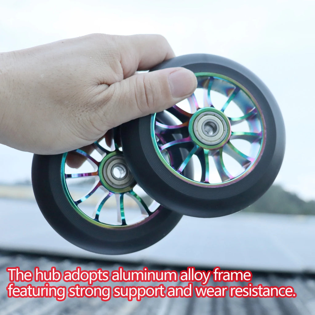 100/110/120mm Extreme Scooter Wheel, Aluminum Alloy Hub Impact Wear Resistant, Freestyle Racing Replacement Accessory