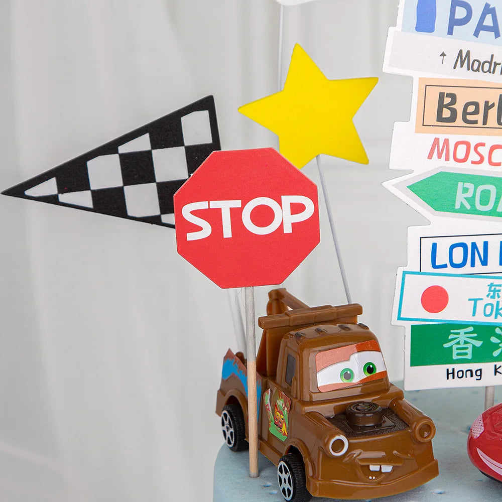 Cake Topper Happy Birthday Wedding Car Signpost Flag Star Kids Party Baby Shower Cupcake Toppers Decoration Baking Supplies DIY
