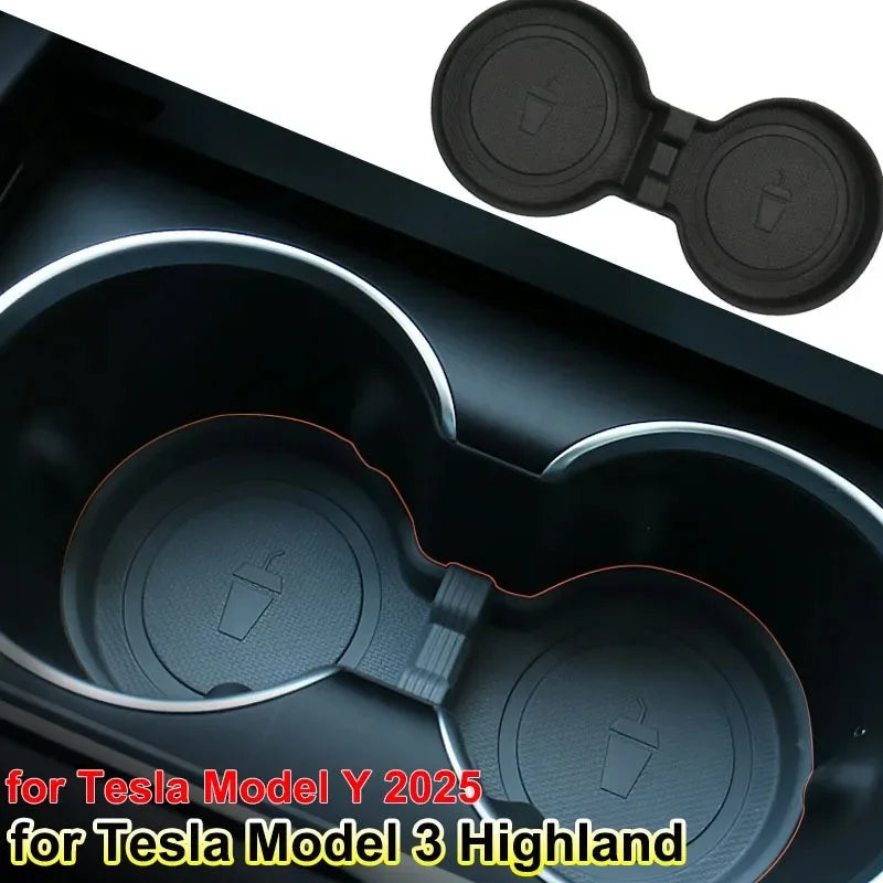 Car Cup Holder for Tesla Model Y L Juniper Center Console Cup Mat TPE Water Bottle Holder Model 3 Highland Standard Accessories