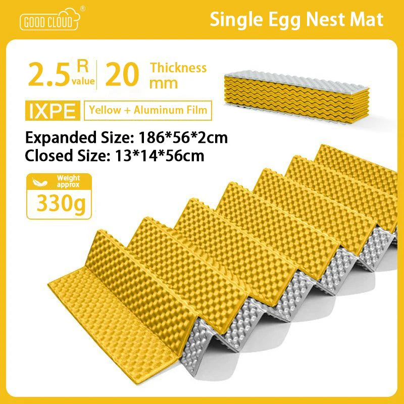 IXPE Aluminum Film Egg Nest Mat Foldable Waterproof Camping Mat for 1-2 Person Hiking Travel Backpacking Widen Tent Sleeping Pad