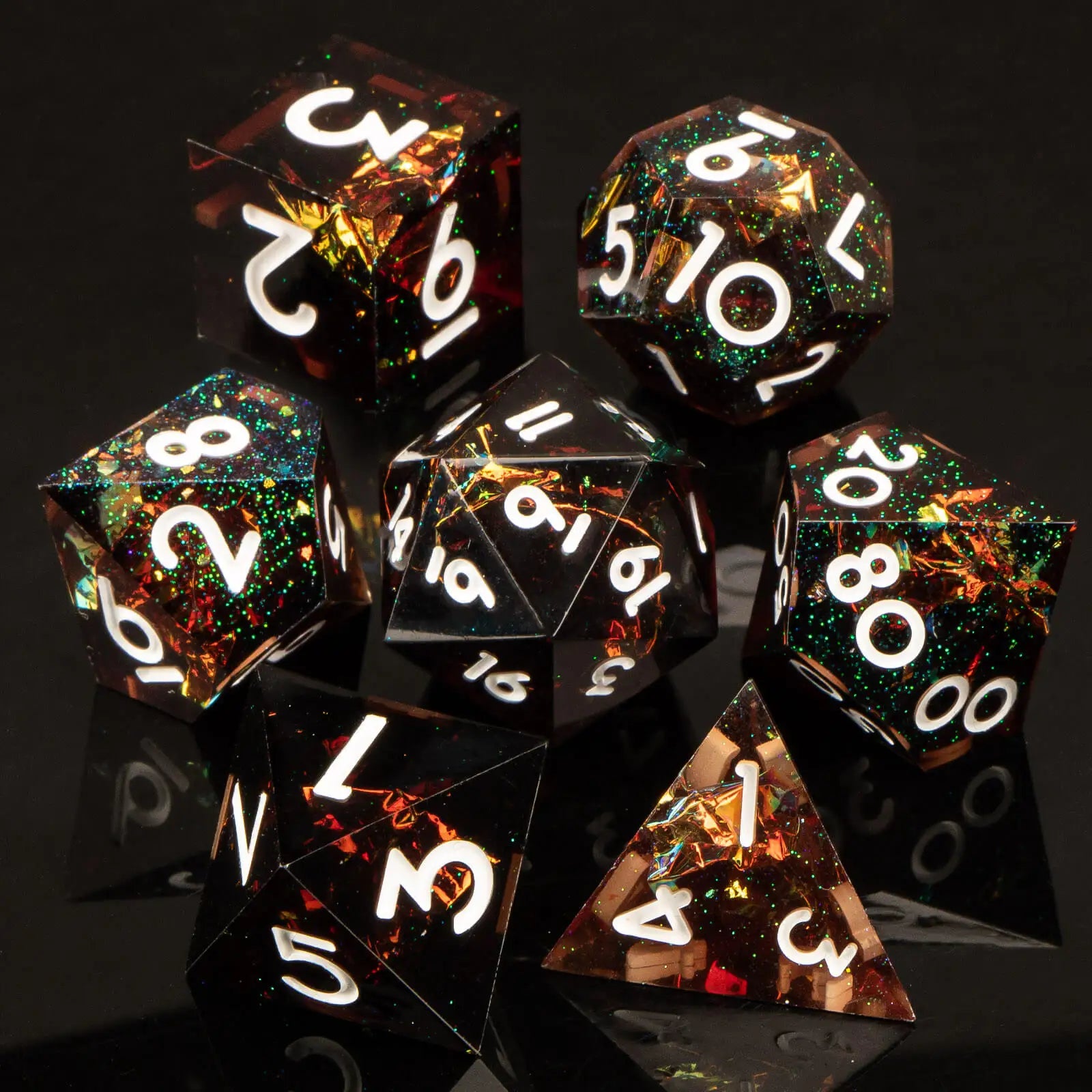 Resin Sharp Edged DND Dice, Handmade Dungeons and Dragons Dice Set D&D, RPG Polyhedral D and D Dice Set for Role Playing Game
