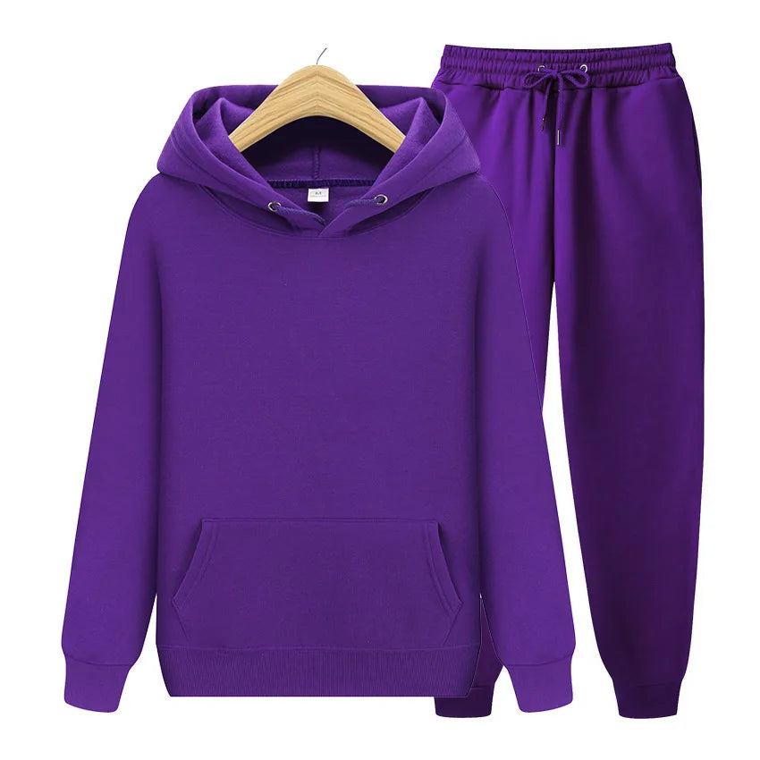 New Womens Solid Color Sets Hoodies Pants Autumn Winter Hooded Sweatshirt Sweatpants Hoodie Pant Hoody Pullover Female Suit