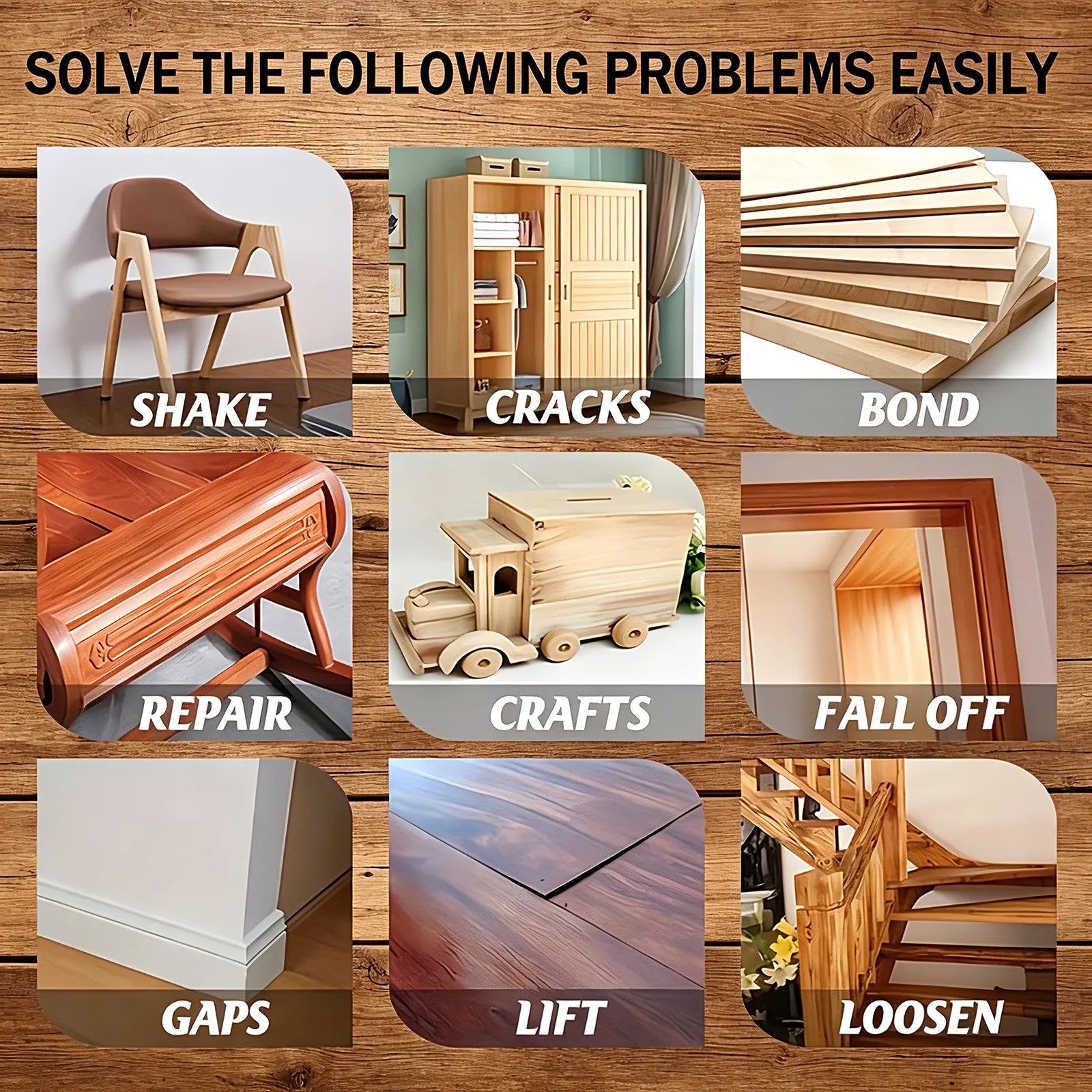 Universal Wood Adhesive Strong Bond Quick Dry Waterproof Invisible Repair for Wood Furniture Repair Woodworking DIY Projects