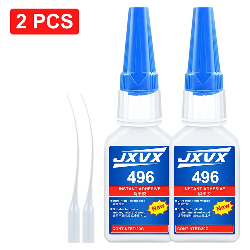 496 Instant Glue Cyanoacrylate Super Glue Quick-Drying Glue Metal Plastic Ceramic Strong Sticking Fixed Glue 10 Seconds Fast Dry