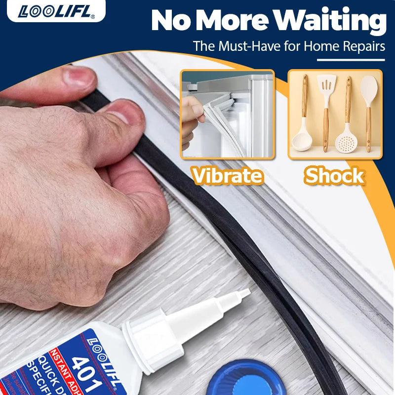 Loolifl 401 Instant Adhesive - Multi-Purpose Strong Super Glue for Metal, Ceramic, Plastic, 20g Quick-Drying Cyanoacrylate Glue