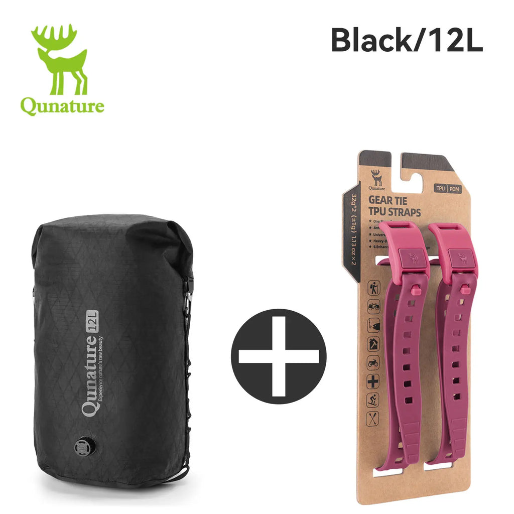 Qunature 2Pcs/set Bikepacking Fully Waterproof Compression Bag Hiking Lightweight Bicycle Gear for Road Mountain Bike Travel 12L