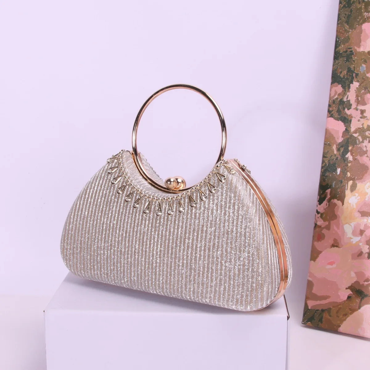 product sparkling luxury rhinestone splicing beaded portable evening bag women's fashion temperament elegant dinner bag
