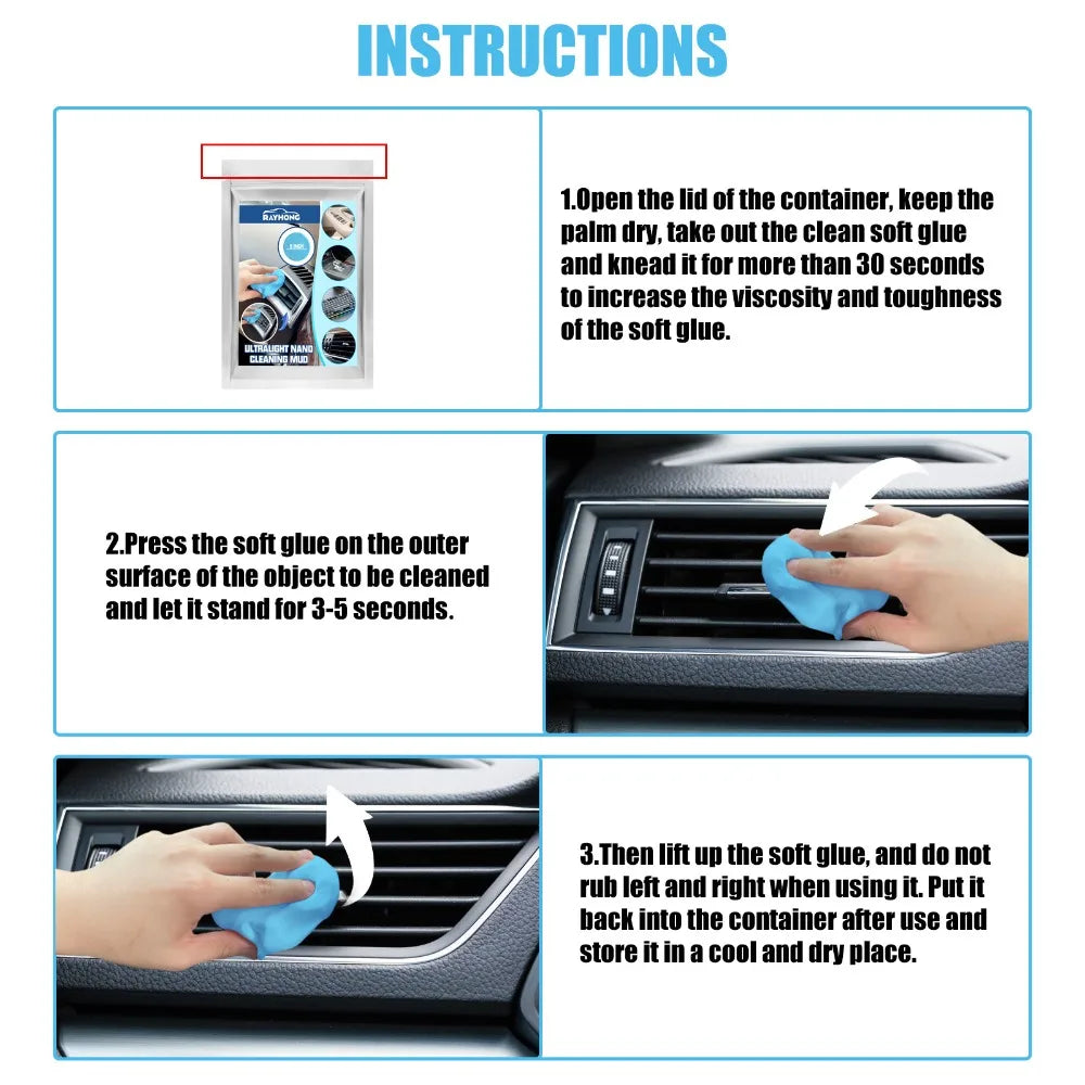 Multifunction Car Cleaning Gel Air Vent Outlet Cleaning Dashboard Laptop Magic Cleaning Tool Mud Remover Car Gap Dust Dirt Clean