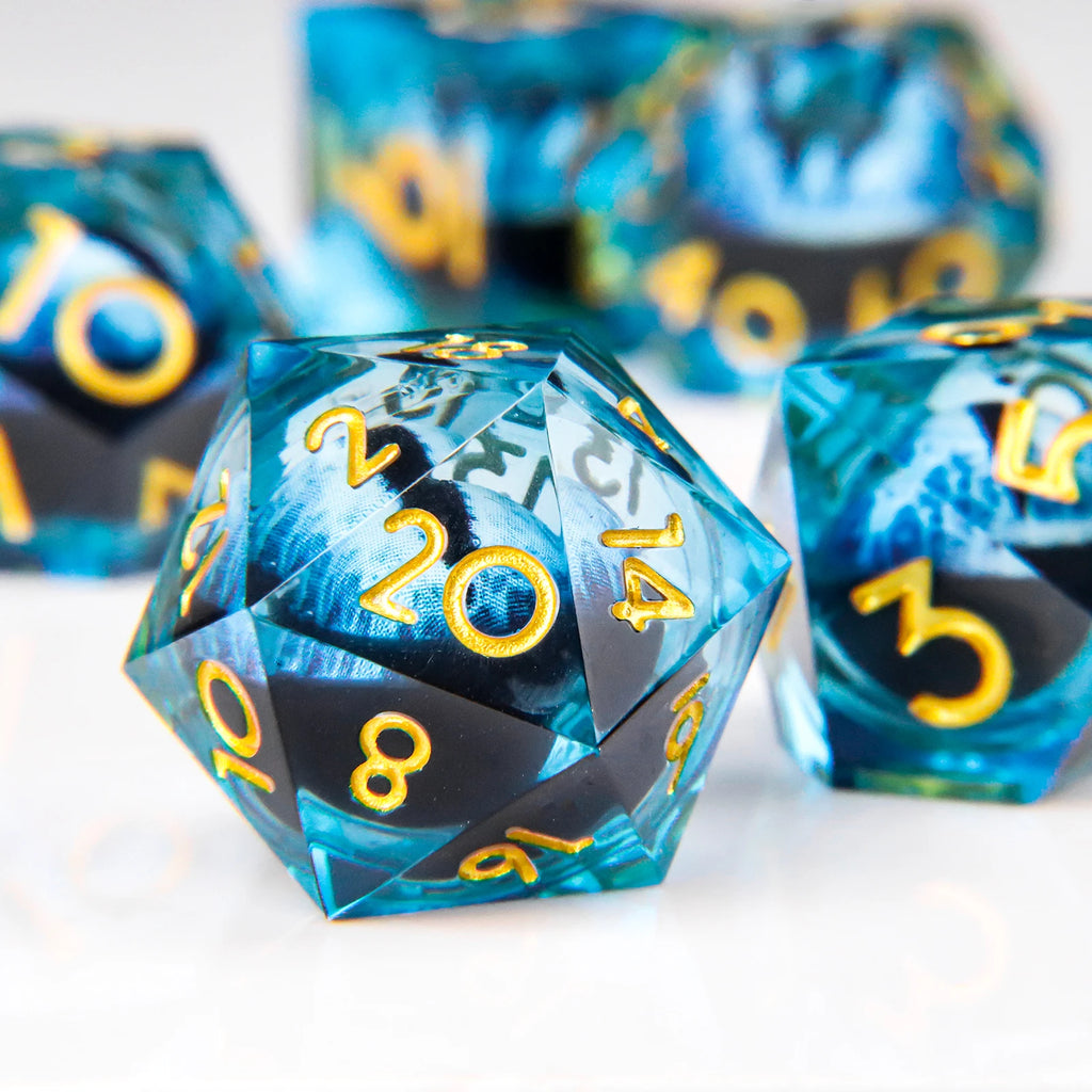 DND Dragon Eye Dice Liquid Core Dice Set Resin Sharp Edged Dice For Dungeons and Dragons Polyhedral D&D Dice Handmade D and D