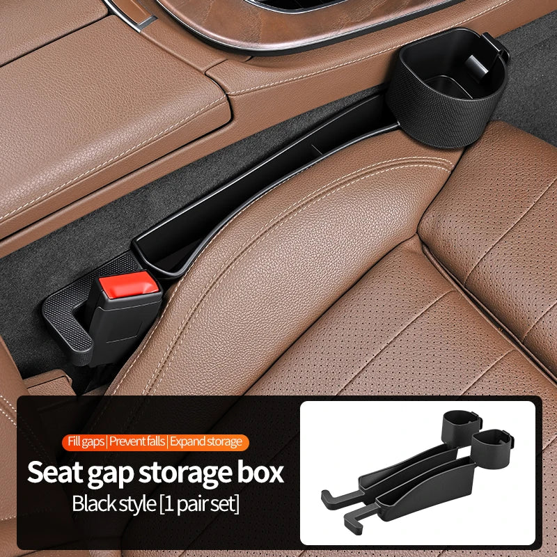 Upgrade Car Seat Gap Filler Organizer Car Side Seat Gap Filler with Cup Holder and Hook 2 Pack Auto Storage Interior Accessories
