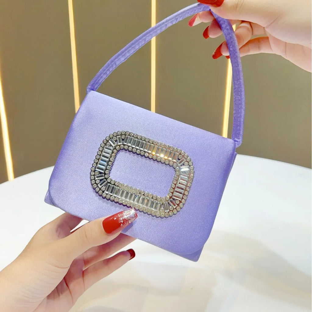 Luxury Mini Square Handbag Women’s Diamond Studded Evening Bag Elegant Shoulder Chain Wedding Party Purse Stylish Ladies Tote