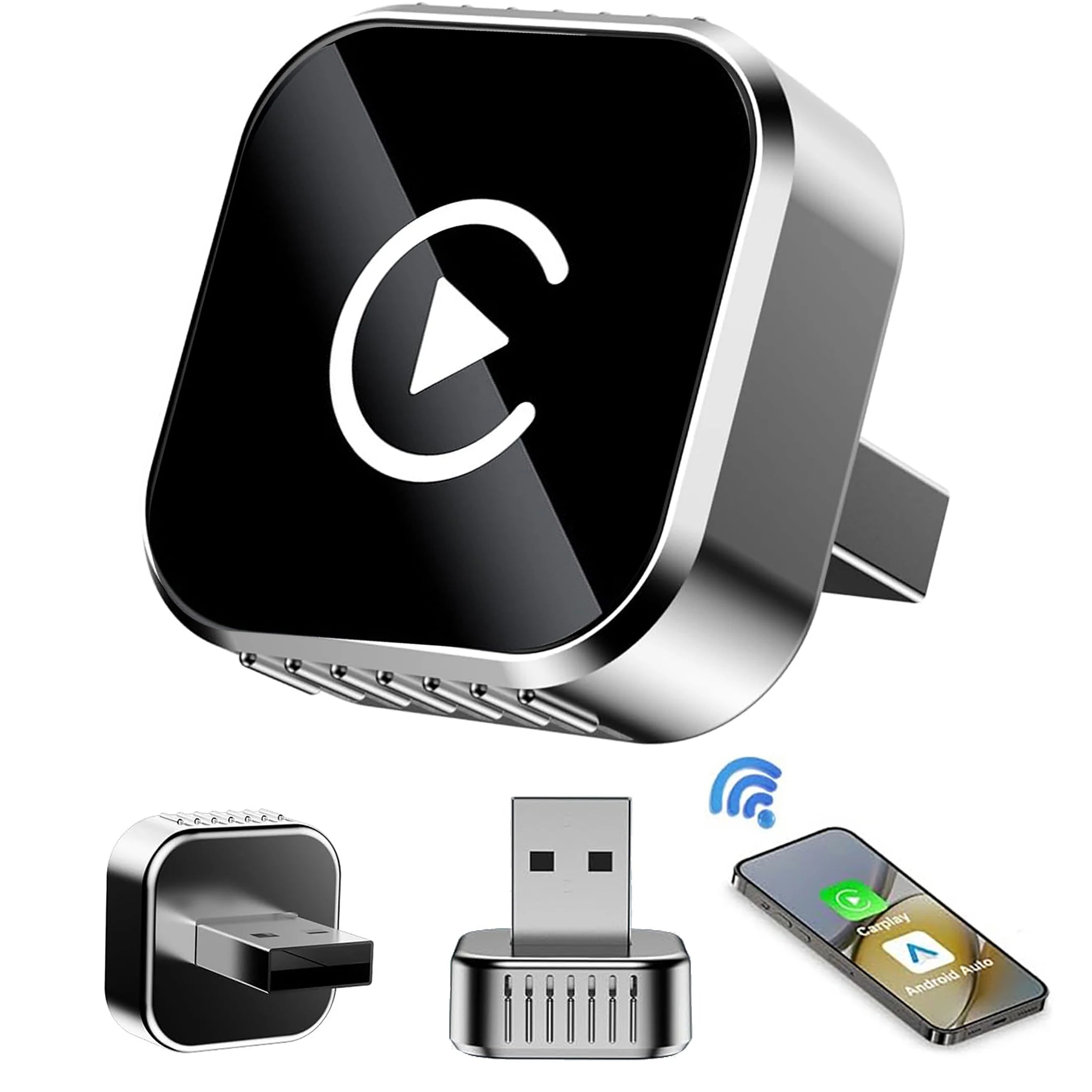 Wireless CarPlay Adapter, CarPlay & Android Auto Wireless Dongle, 5GHz WiFi, Plug & Play, for Factory Wired CarPlay Cars