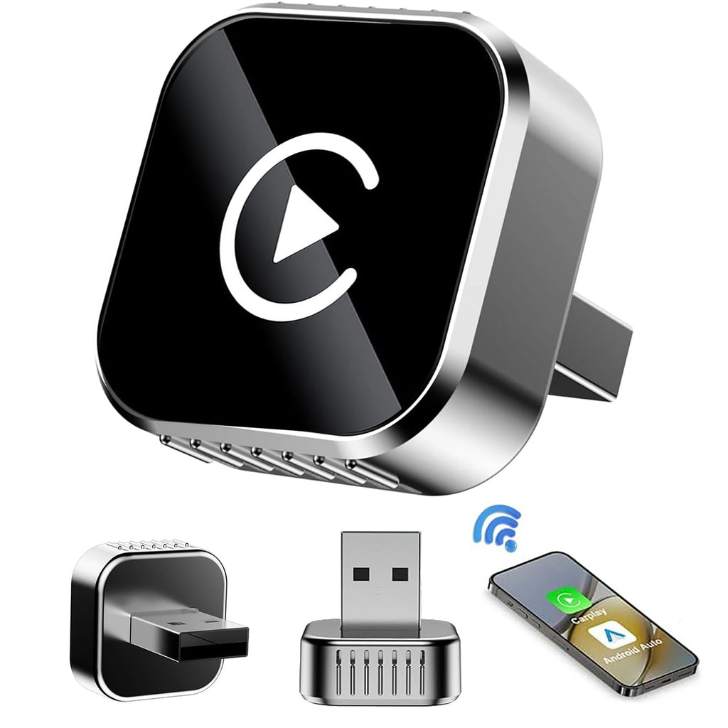 Wireless CarPlay Adapter, CarPlay & Android Auto Wireless Dongle, 5GHz WiFi, Plug & Play, for Factory Wired CarPlay Cars
