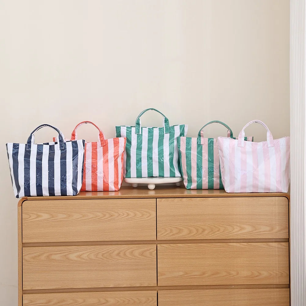 1 PC Fashion Striped Tote Bag For Women Lightweight Large Capacity Commute Handbag Portable Travel Single Shoulder Bag