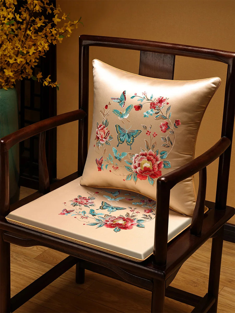 New Chinese-style Foam Chair Cushions Rosewood Sofa Cushion Cover Home Sponge Seat Cushions Embroidered Anti-slip Chair Cushions