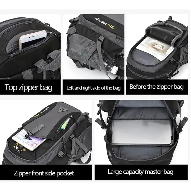 40L Outdoor Camping Backpack Nylon Waterproof Hiking Travel Sport Bag For Men Women Ultralight Climbing Trekking Backpack