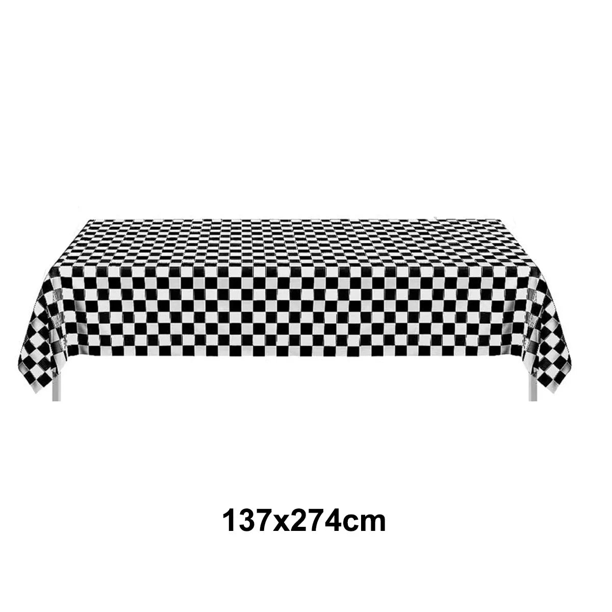 Race Car Theme Tablecloths Black White Checkered Rectangular Plastic Table Cover Racing Car Birthday Party Decorations Supplies