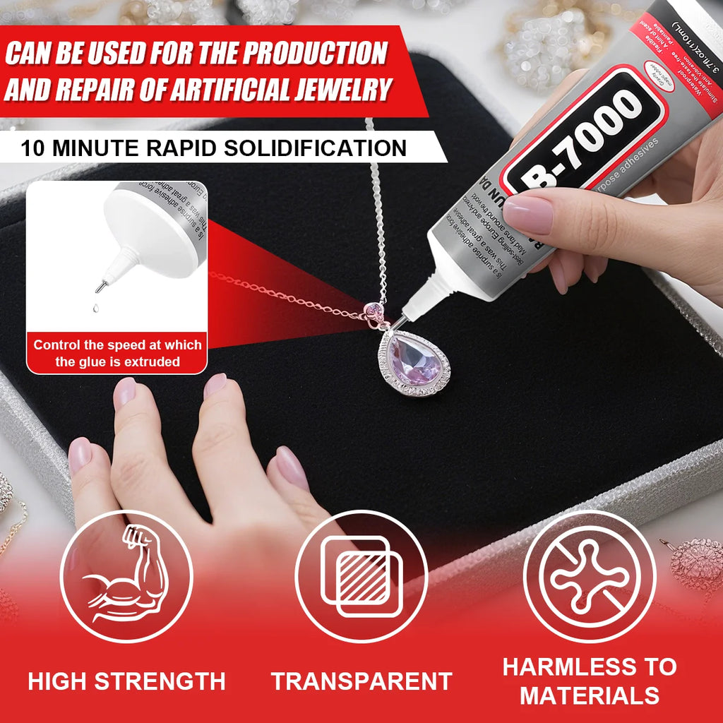 B-7000 15ML Transparent Super Glue B7000 Jewelry Craft Fabric Shoes DIY Adhesive, With Jewelry Crafting Kit,Precision Applicator