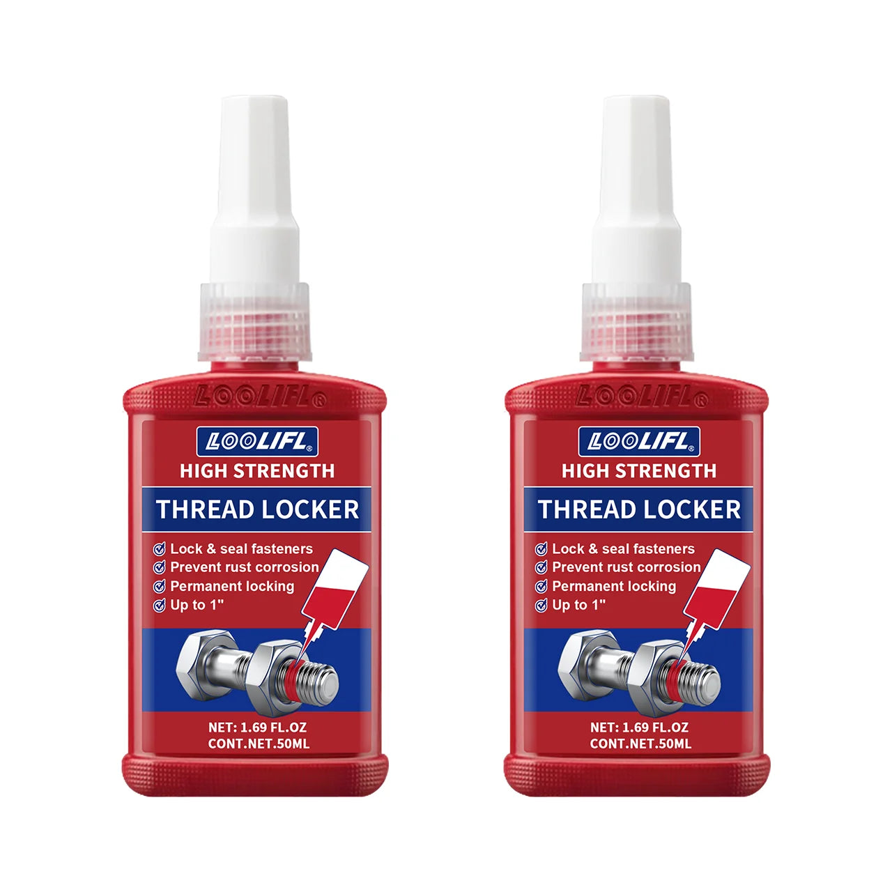 Loolifl243-271 Thread Locking Adhesive, Screw and Nut Sealant, Anti-Loosening, Anti-Vibration, Anti-Rust, Anaerobic Type 10G-50G, Removable and Non-Removable, Pack of Two