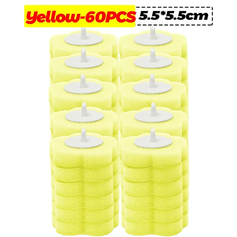6-60PCS Toilet Disposable Replacement Head Foam Cleaning Sponges Heads Toilet Brush Refills No Dead Angle Bathroom Brush Heads