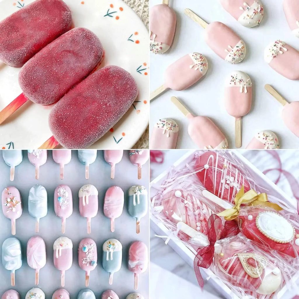 popsicle silicone mold, 4 cavity popsicle molds, home DIY ice cream. Children's handmade cake, ice cream mold, oval cake
