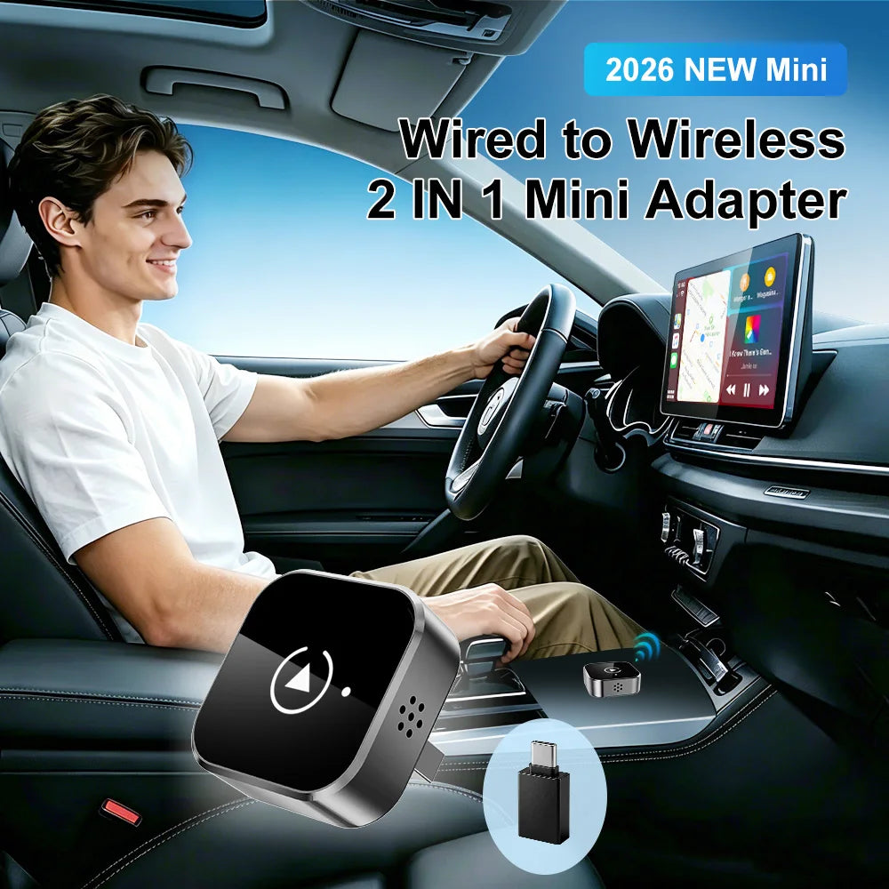 VCARLINKPLAY 2-in-1 Wireless CarPlay&Android Auto Adapter - Plug and Play CarPlay Converter, Fast Automatic Connection, Gifts