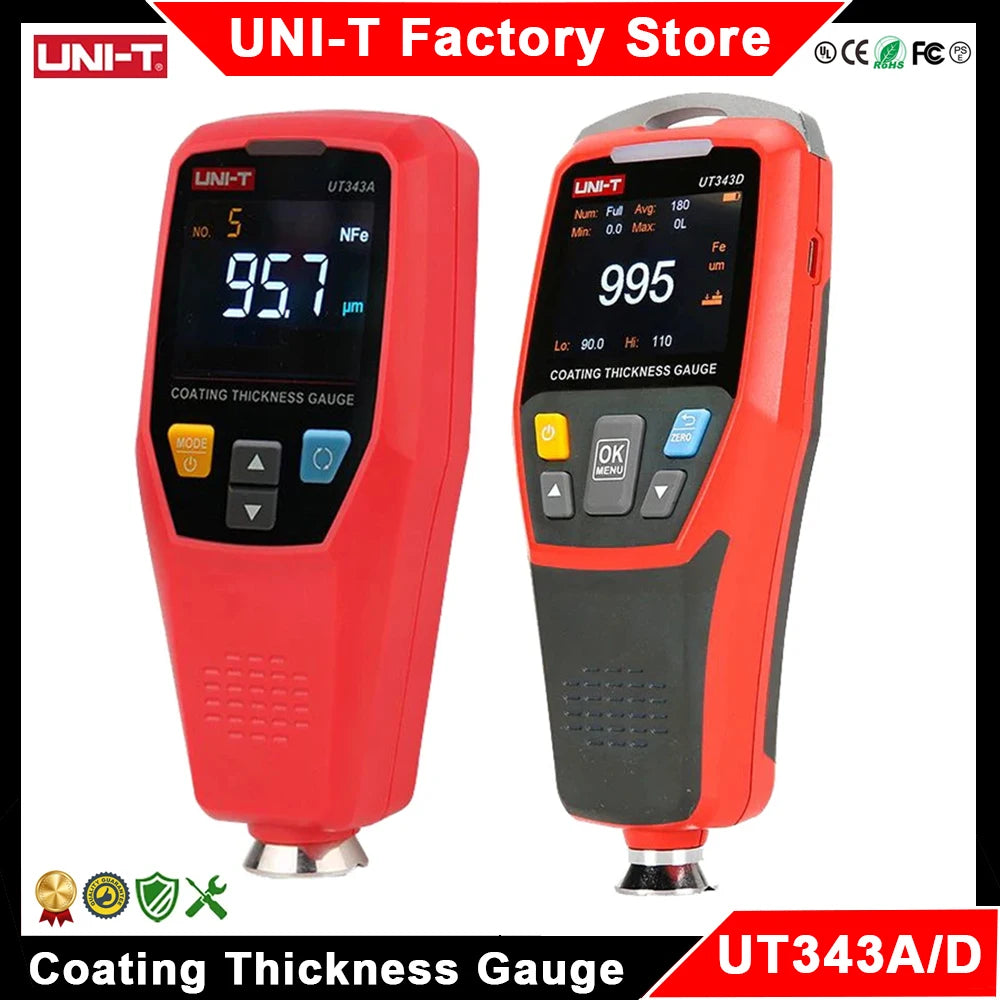 UNI-T UT343A UT343D Coating Thickness Gauge Professional Car Paint Metal Ceramic Automotive Paint Film FE NFE Thickness Tester