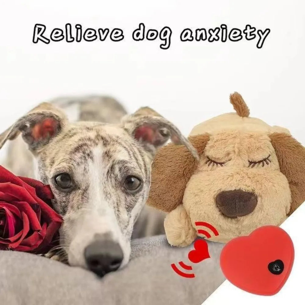 Sleep Aid Dog Heartbeat Toy Anxiety Relief Behavioral Training Lying Dog Fidget Toy Stuffed Animal Soft Puppy Plush Doll