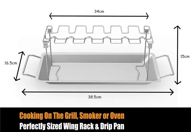 BBQ Chicken Wing Leg Rack – Stainless Steel Grill Roaster Stand Oven / Support BBQ ailes et cuisses – Grille en acier inoxydable four et barbecue