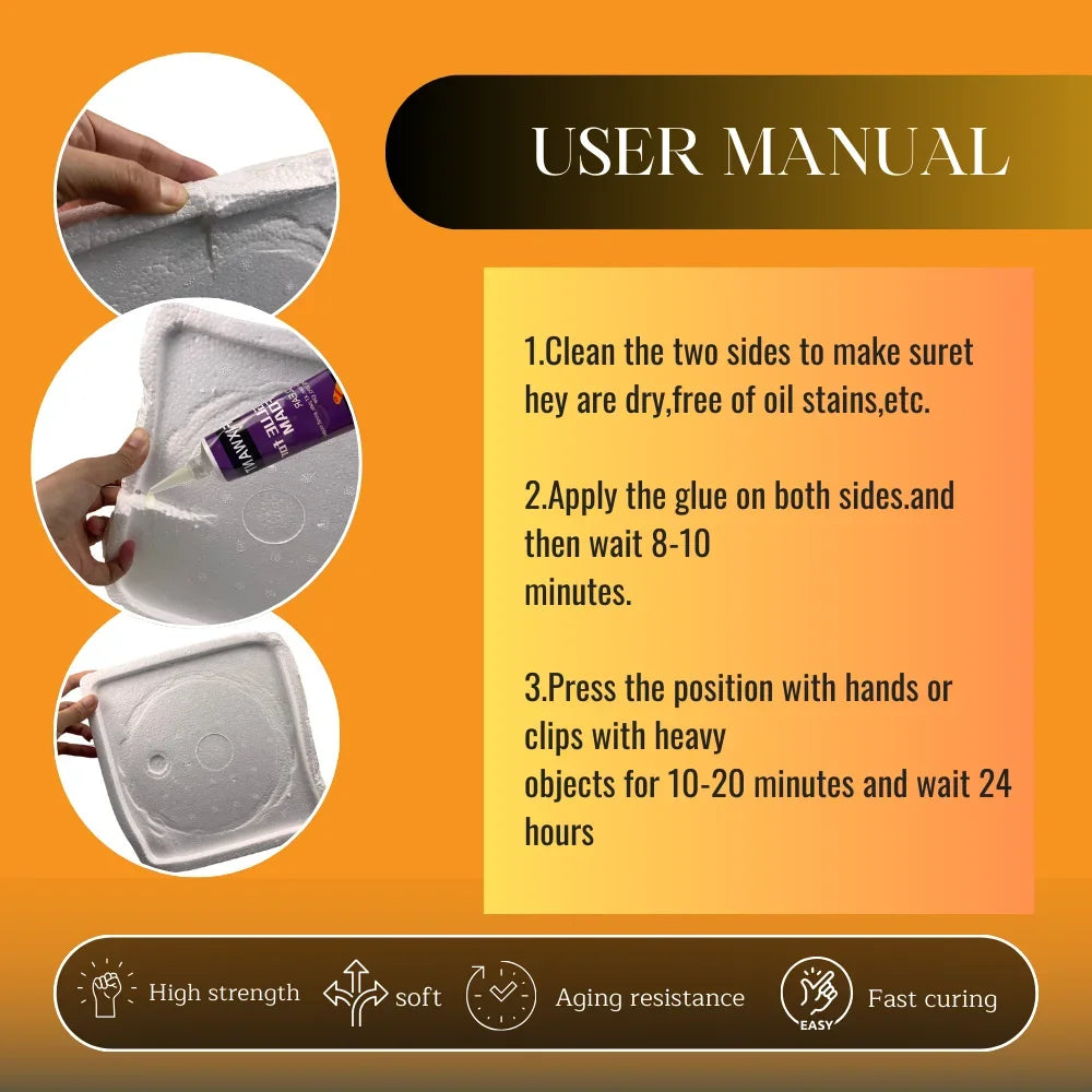 High-Strength Foam Glue for Waterproof Bonding Sponge Aircraft Model Wood Metal EPS EPO EPP Adhesive and More
