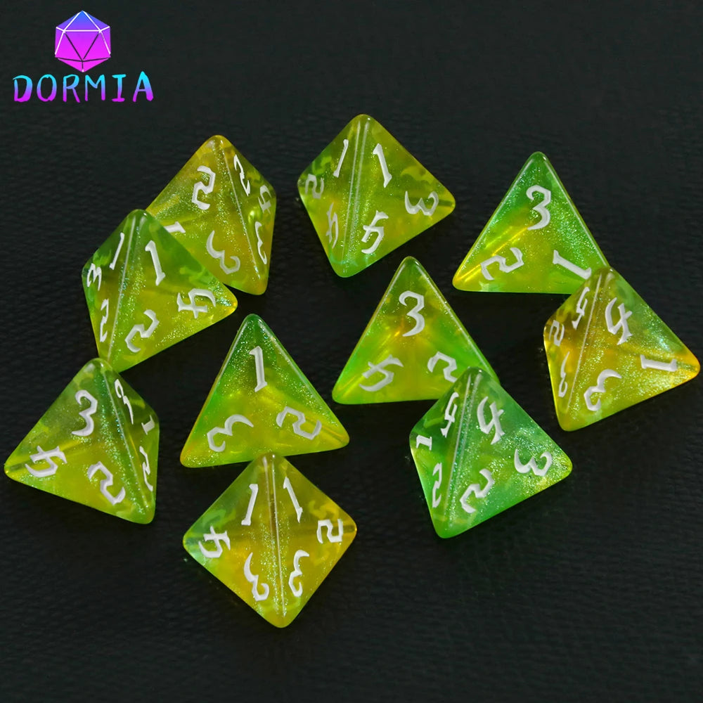D4 Mixed Colours Polyhedral Dice High Quality 4 Sided Colourful Glitter Dice for Math Teaching Playing Tabletop Games