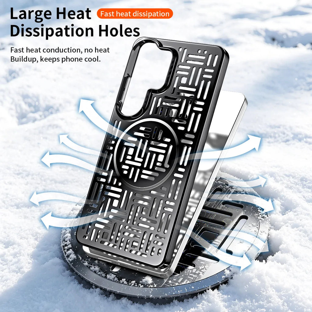 Fuzi Hole Heat Dissipation Phone Case,For Samsung S26 S25 Ultra With Built-in Magnetic Protection Back Cover,Stylish And Durable