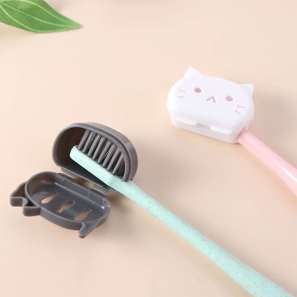 4pcs Cartoon Brush Cap Case Reusable Waterproof Toothbrush Protect Box Portable Dust Prevention Travel Toothbrush Protectors