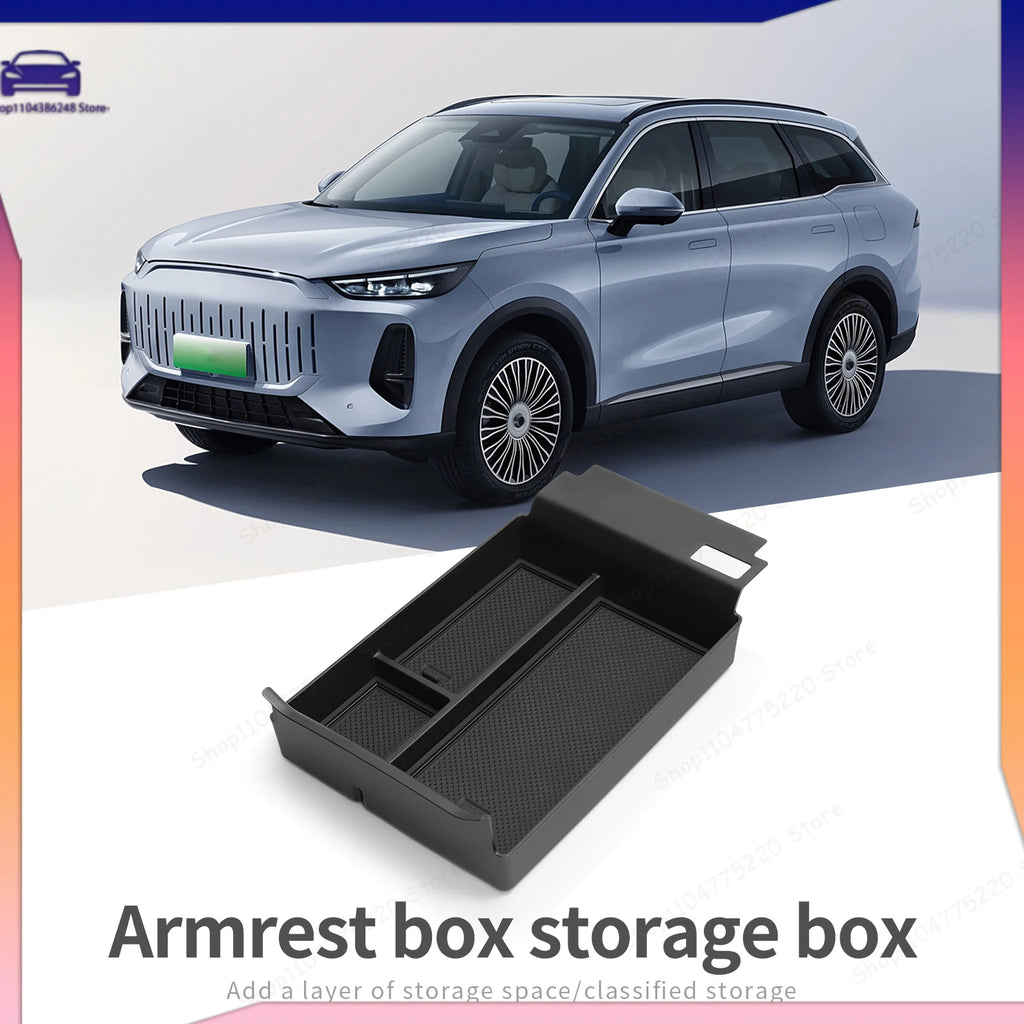 For Chery Tiggo 9 2024-2026 (FULWIN T9/Tiggo 8L/Tiggo 9X) Armrest Storage Box Car Tray Organizers Accessories Tidying Black ABS