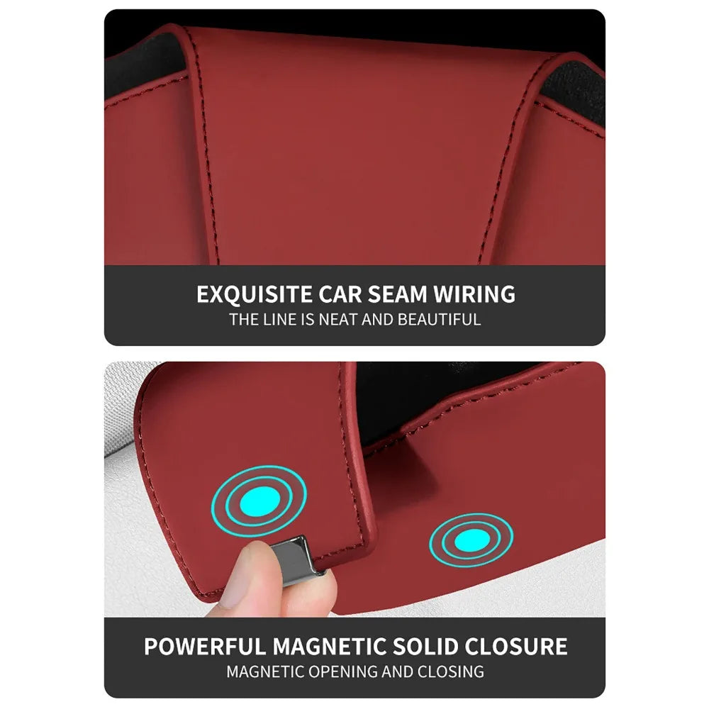 Car Glasses Case Sun Visor Storage Magnetic Sunglasses Holder Portable Glasses Clip Auto Accessories
