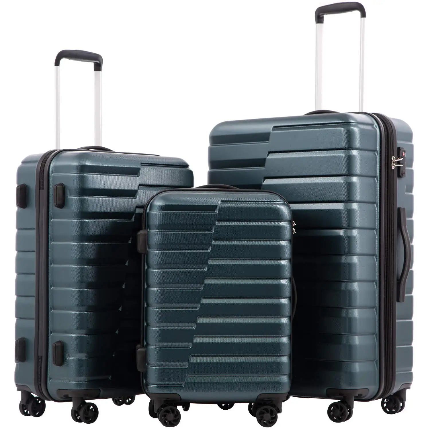 3 Piece Lightweight Expandable Hard Shell Luggage Set Large Checked Suitcase Spinner Wheels, Customized