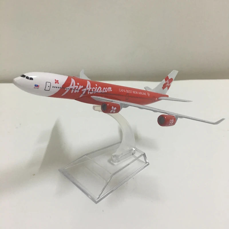 JASON TUTU 16cm AirAsia Airbus A340 Airplane Model Airplane Diecast Metal 1/400 Scale Planes