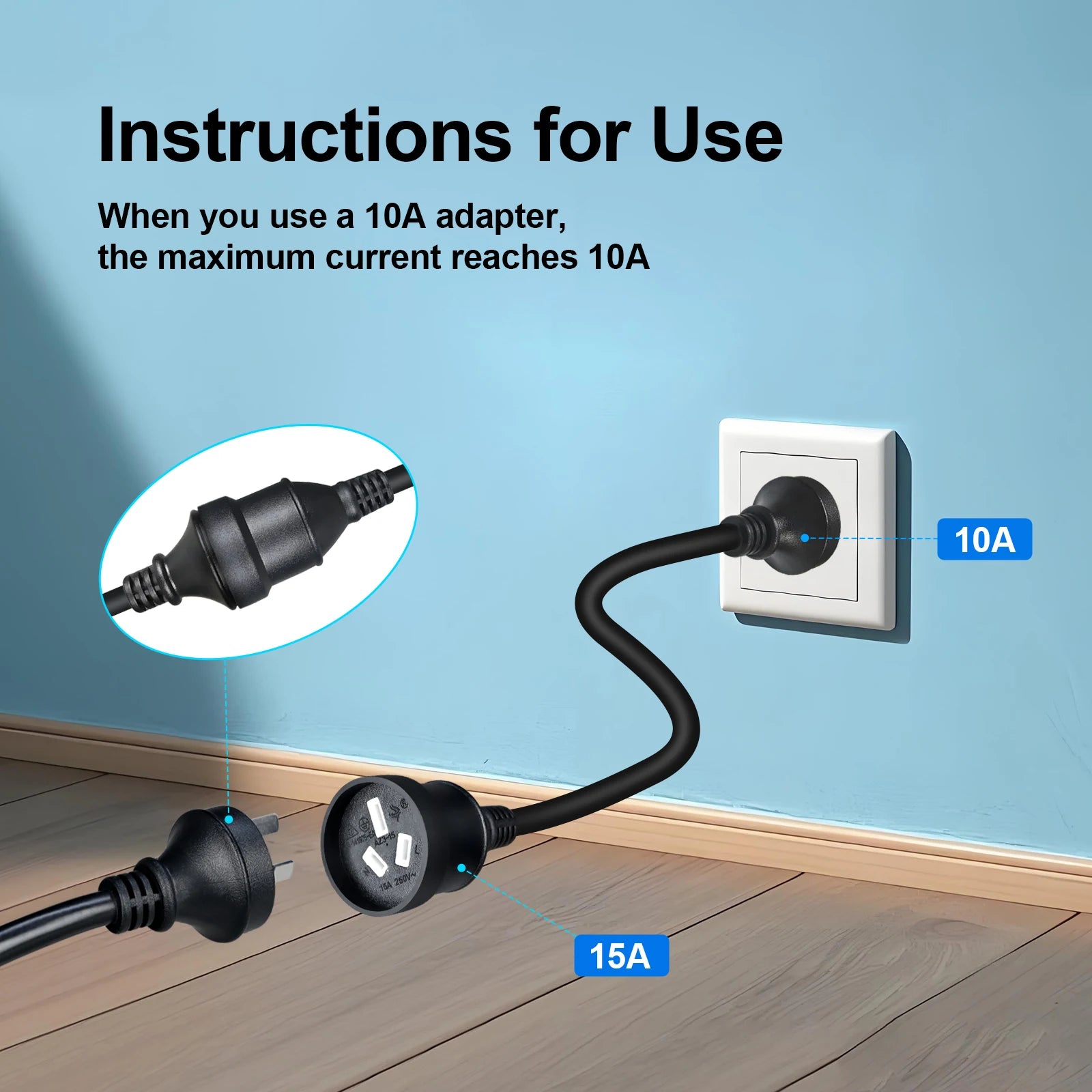 NZ EV Charging Power Adapter 15A AU Plug to 10A AU NZ Socket for EV Car Charger Adaptor AU