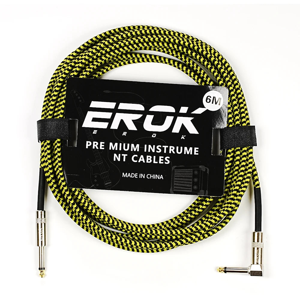 EROK 1.5/3/6/10M Guitar Audio Cables Anti-Noise Line 6.35mm Male to Male Colorful Braided Line Pedal Guitar Bass Universal Cable